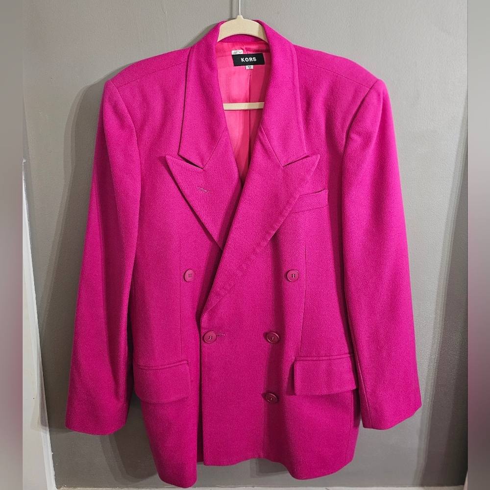 Kors Pink Double-Breasted Wool Blazer
